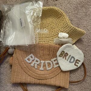 Bride Tan Clutch with White Accents